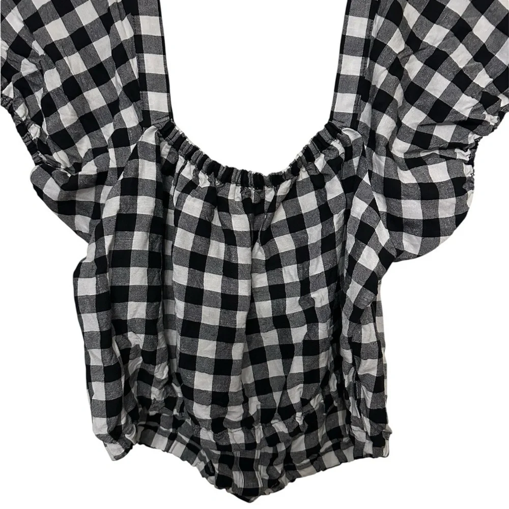 EUC Madewell Black and White Checkered Blouse